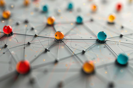 Abstract, model and background with network, grid and stars for solar system structure. Galaxyの素材
