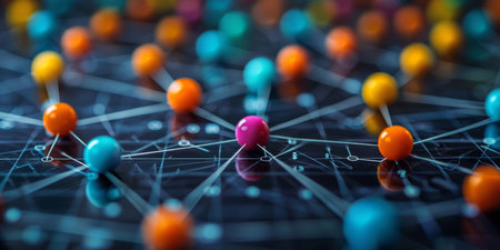 Network, abstract and connect for communication, link and global internet with blockchainの素材