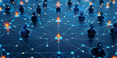 Abstract, network and data with communication for industry with icon for cloud computing. Internetの素材