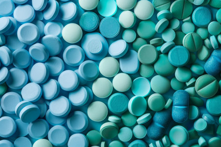Healthcare, pills and medicine or supplement products for depression, anxiety or chronic illnessの素材
