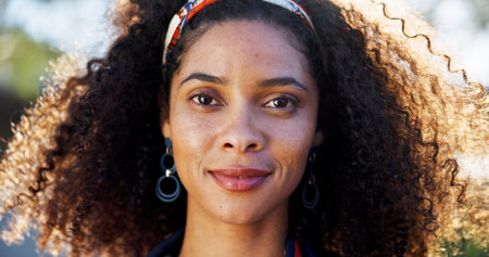 Portrait, business and woman with smile in city for career pride, about us and accounting job. Happy, female person and closeup for ambition, consultant experience and financial management of companyの写真素材