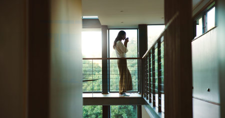 Break, business and coffee with woman in office for professional career as journalist or publisher....
