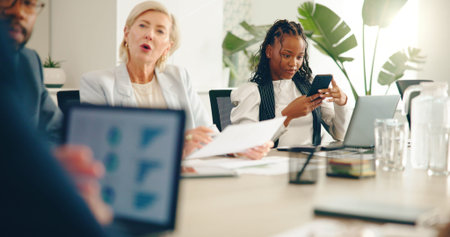 Business, meeting and team in office for finance, company budget and explain expenses at tech....