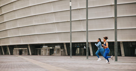 Running, athlete and women on race, speed and practice for competition, energy or outdoor for sport....