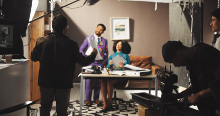 Director, film and production with talent on set for casting, rehearsal or videography instructions....