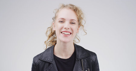Portrait, smile and creative woman in studio of career pride, about us and journalist ambition....