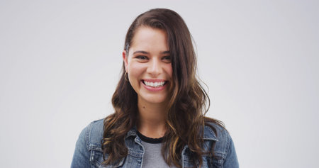 Hair, portrait and space with woman in studio for conditioner, keratin or shampoo satisfaction....