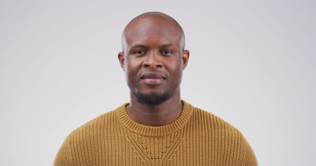 Portrait, creative and black man as reporter in studio of career pride, about us and journalist....
