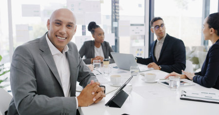 Portrait, business and meeting with man in office for career pride, about us and accounting company....