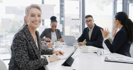 Portrait, corporate and meeting with woman in office for career pride, about us and accounting...