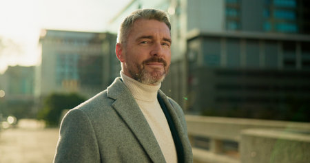 Pride, portrait and business man in city for property agent, real estate investment and travel....