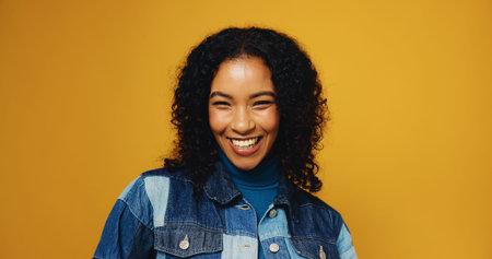 Smile, laughing and portrait of woman in studio for fashion designer, about us and clothes tailor....