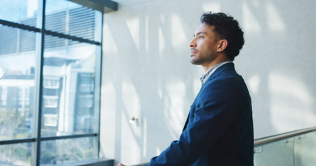 Serious, thinking and man with vision, office and ideas for business growth, employee and corporate....