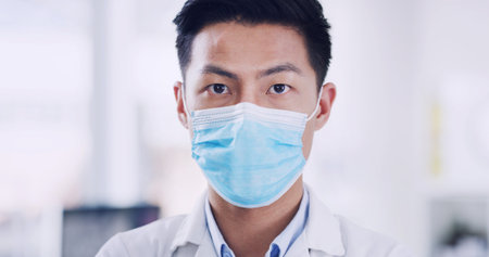 Medical, results or people in clinic with microscope, check or examination in vaccine development. Collaboration, tech or scientist in lab with equipment, analysis or research in pharmaceutical studyの写真素材