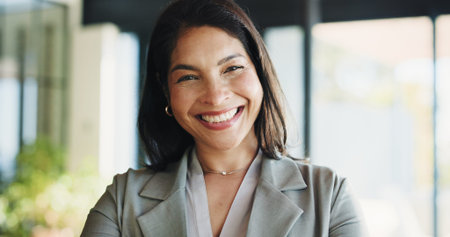 Portrait, recruitment and happy business woman as hr manager, talent acquisition and about us....