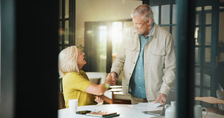 Collaboration, handshake and management with business people in startup for agreement or deal....