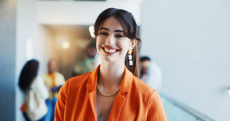 Portrait, student or woman in college with smile for fashion degree, academic growth or creativity....