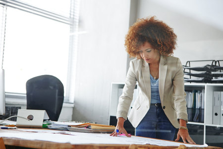 Marketing, plan and woman in office with notes, pitch preparation or brainstorming for project...