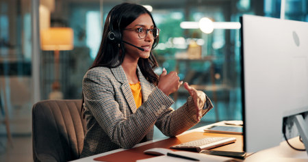 Computer, call center agent and business woman with banking advice, loan inquiry or solution....
