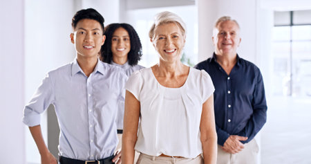 Realtor, portrait or team in office with smile, about us or pride as property sellers. Happy, people...