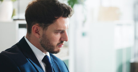 Thinking, man and lawyer worry in office for case loss, legal error and compliance failure....