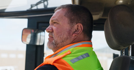Logistics, driver and man in truck for supply chain, distribution and profile with goods and...