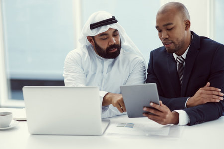 Planning, tablet and business people on tech for finance review, proposal and investment research....