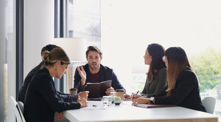 Meeting, proposal and business people in office with finance negotiation, deal or discussion....