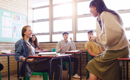 Education, teacher and students in classroom at school for learning, knowledge or lesson....