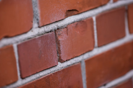 Brick wall, masonry and stone architecture on building for city, concrete and vintage background....