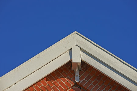 Architecture, house and roof with blue sky outdoor, design and background with real estate....