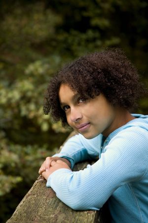 child deep in thoughtの写真素材