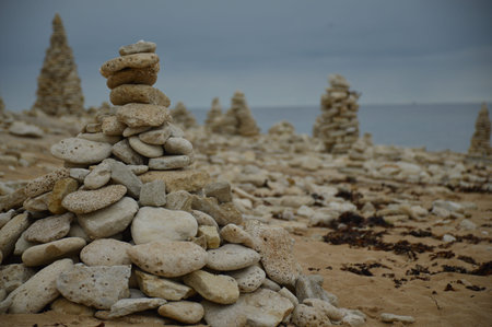 Field of pyramids built on the seashore on the island of Re