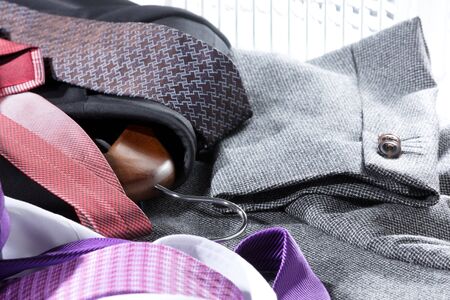suits and ties, trying to look for the best choice to wearの写真素材