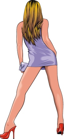 nice woman in violet on the white backgroundのイラスト素材