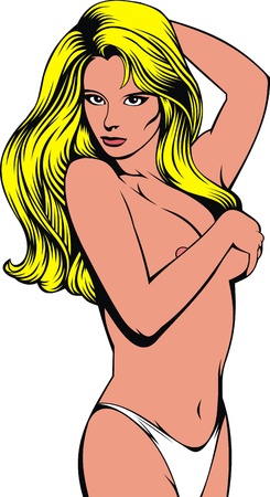 nice girl in the white bikini on the white backgroundのイラスト素材