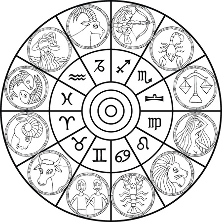 zodiac clock isolated on the white backgroundのイラスト素材