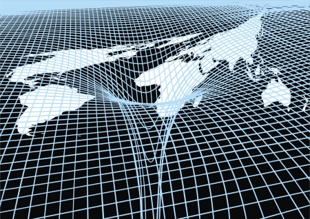 abstract world map on the black and blue backgroundのイラスト素材