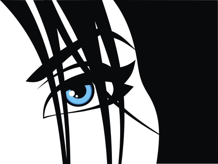 blue eye of woman on the black backgroundのイラスト素材
