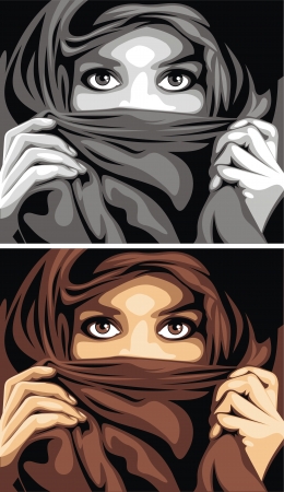 very nice arabian girl and her beautiful eyes のイラスト素材