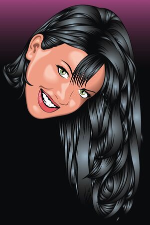 nice face of woman from my dream isolated on the dark backgroundのイラスト素材