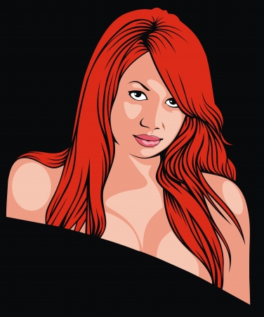 head of very atractive girl on the black backgroundのイラスト素材