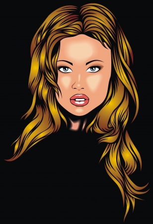 head of very atractive girl on the black backgroundのイラスト素材