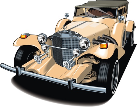 very old car on the white backgroundのイラスト素材
