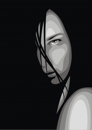 nice face and hair of young girl as nice fashion backgroundのイラスト素材