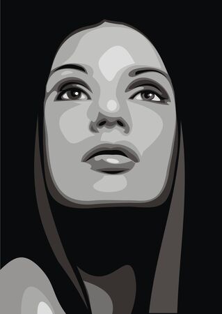 nice face and hair of young girl as nice fashion backgroundのイラスト素材