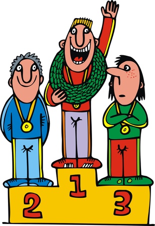 illustrated men winners  isolated on white backgroundのイラスト素材