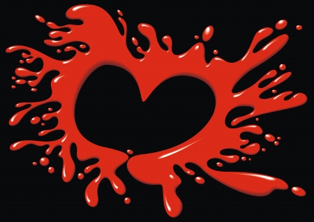 valentine red heart on the black background のイラスト素材