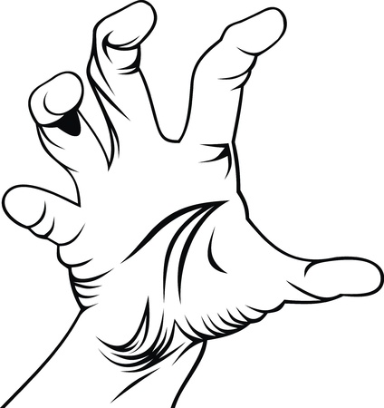 black and white hand isolated on the white background のイラスト素材