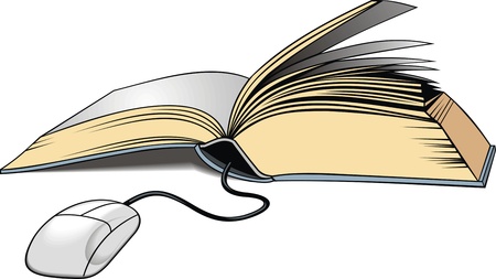 book as a computer with mouse isolated on the white backgroundのイラスト素材